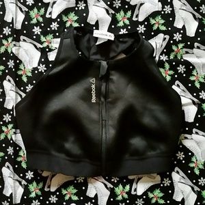 Reebok zipper print cardio crop top sports bra